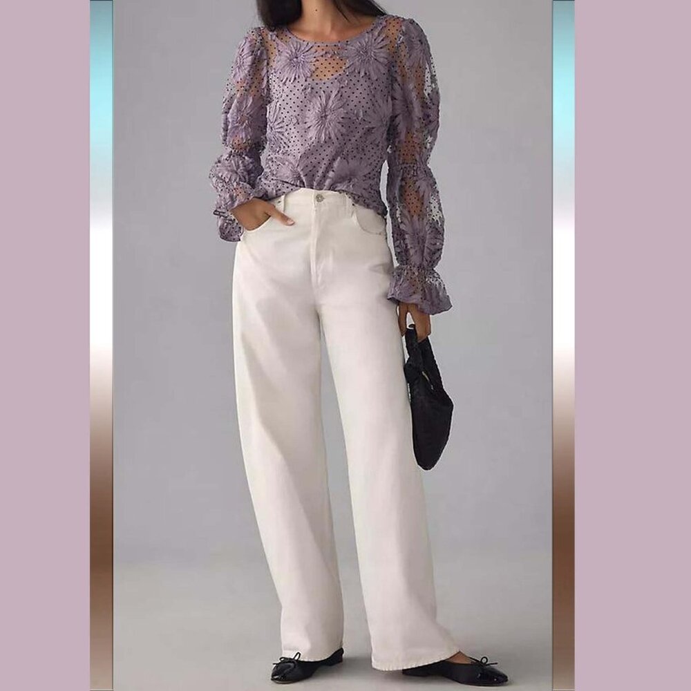 NWT sz XL 10-12 Polka Dot Floral blouse